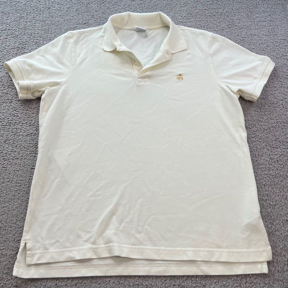 Brooks Brothers Mens Slim Fit Cotton Pique Polo Shirt Cream Large 100008031